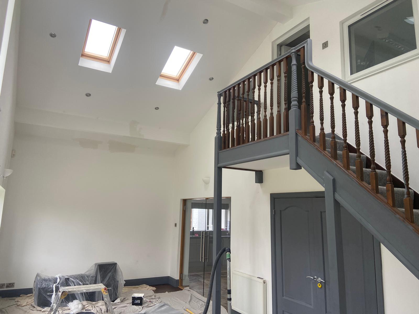 Staircase during a later stage of complete redecoration