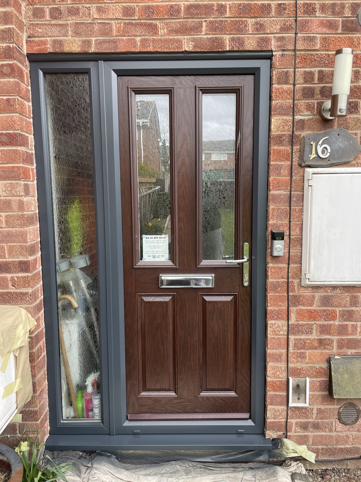 Door surround and sidelight frame after spraying